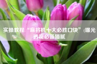 实操教程“麻将机十大必胜口诀”(曝光透视必备猫腻