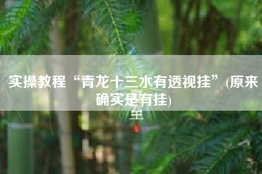 实操教程“青龙十三水有透视挂”(原来确实是有挂)