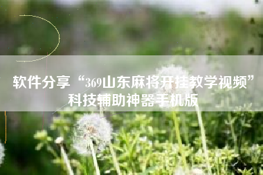 软件分享“369山东麻将开挂教学视频”科技辅助神器手机版 软件分享“369山东麻将开挂教学视频”科技辅助神器手机版