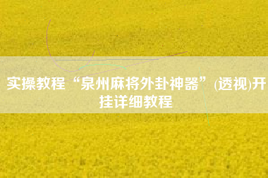实操教程“泉州麻将外卦神器	”(透视)开挂详细教程