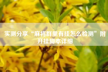 实测分享“麻将群里有挂怎么检测	”附开挂脚本详细