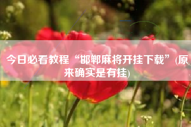 今日必看教程“邯郸麻将开挂下载	”(原来确实是有挂)