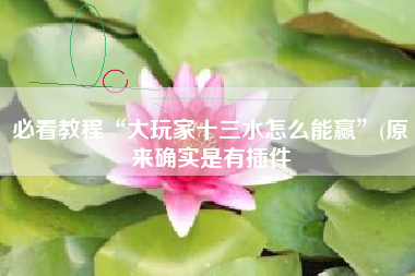 必看教程“大玩家十三水怎么能赢”(原来确实是有插件 必看教程“大玩家十三水怎么能赢”(原来确实是有插件