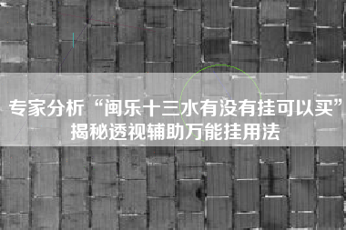 专家分析“闽乐十三水有没有挂可以买”揭秘透视辅助万能挂用法 专家分析“闽乐十三水有没有挂可以买”揭秘透视辅助万能挂用法