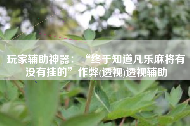 玩家辅助神器：“终于知道凡乐麻将有没有挂的”作弊(透视)透视辅助