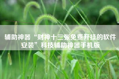 辅助神器“财神十三张免费开挂的软件安装”科技辅助神器手机版