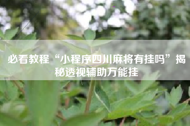 必看教程“小程序四川麻将有挂吗	”揭秘透视辅助万能挂
